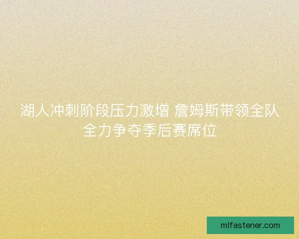 湖人冲刺阶段压力激增 詹姆斯带领全队全力争夺季后赛席位